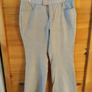 Halston 12P, light blue, flare bottom pants.